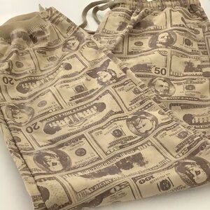 Burgundy, Men’s Graphic Print of Money Jogger Track Pants. Dad Biker Party Y2K